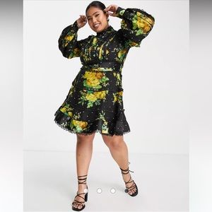 ASOS Design Curve Exclusive tiered floral lace detail mini dress 18